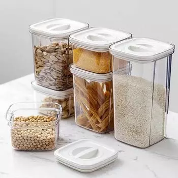 600/2000ML Sealed Jars Kitchen Grain Storage Organizer Large Tank Plastic Moisture-Proof Storage Box Household Seasoning Jars