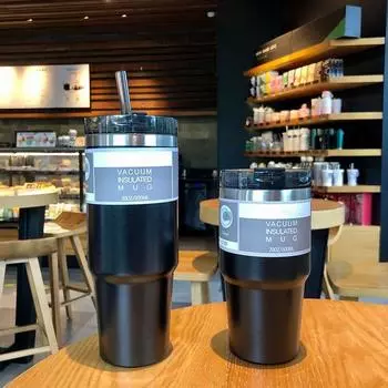 600/900ml Double Wall Tumblers Water Thermal termos Coffee Mug Flasks Stainless Steel Thermoses 30oz 20oz Cup Bottle 601-700ml чёрный