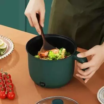 600 Вт Мини Домашняя Кухонная Кастрюля 1.5L Многофункциональная Рисоварка Сковорода С Антипригарным Покрытием Безопасный Материал Питьевая Кастрюля Утилита Электрическая EU зелёный