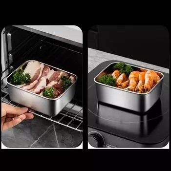 600Ml Lunch Box Container Rectangle Stainless Steel Travel Vegetable Bento Food кофейный