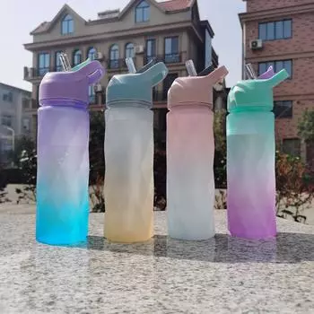 600ml Water Bottle Portable 2022 Summer New Cup Outdoor Travel Straw Mug Sport Fitness Drinking Tumbler Plastic Leakproof Kettle