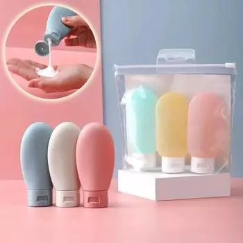 60/100ml Refillable Bottle Soft Silicone Lotion Container Squeeze Empty Bottle Portable Travel Shampoo Bottle Bath Supply 3Pcs