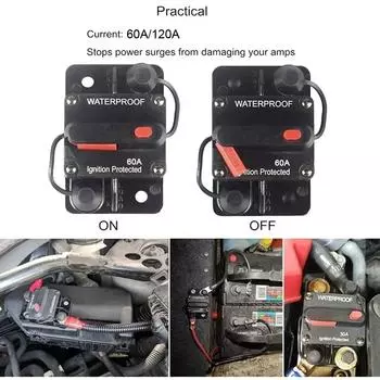 60/120A Car Circuit Breaker With Manual Reset Marine Circuit Breaker Reset Fuse DC12-48V
