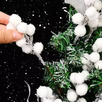 60/5pcs Christmas Artificial Berry Branch White Fake Flower Berries Stems Holly Berry Branches DIY Wreath Xmas Tree Decoration