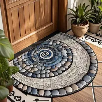 60*90cm Retro Semi-circular Floor MATS, Dirt-resistant and Water-absorbing Crystal Velvet Floor MATS, Suitable for Doorways, Bathrooms Living Rooms 40*60cm