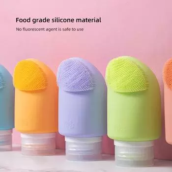60/90ML Refillable Bottle with Brush Silicone Lotion Squeeze Tube Portable Travel Bottle Silicone Split Bottle Makeup Tools