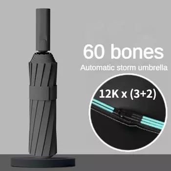 60 Bone Ветрозащитный Усиленный Автоматический Зонт для Мужчин, Дождь и Солнце, Двойного Назначения, Солнцезащитные Зонты с УФ-защитой,