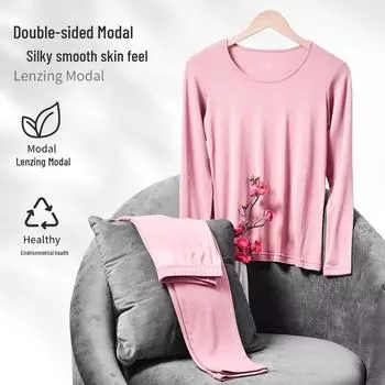 60 Double-Sided Modal Women s Seamless Thermal Underwear Set for Autumn/Winter 6072B, XL (116 catties ~ 130 catties) розовый