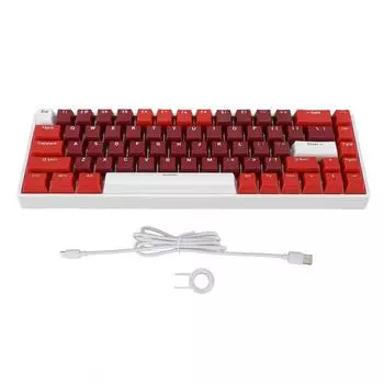 60-процентная механическая клавиатура с 68 клавишами, подсветкой RGB, портативная проводная игровая клавиатура типа C с красным переключателем