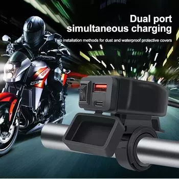 60W Motorcycle USB Charger PD QC3.0 Handlebar Fast Charging 12V Waterproof Socket Adapter With Switch Motorcycle Accessories