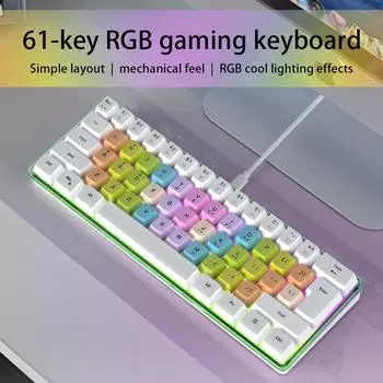 61 клавиша, семицветная механическая мембранная проводная клавиатура RGB, игровая офисная клавиатура для ноутбука