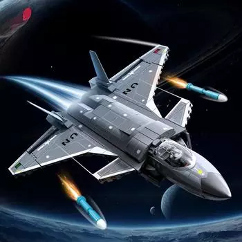 625 шт. Военная серия VTOL Боевой самолет Мальчик Строительные блоки Игрушка в подарок Без коробки