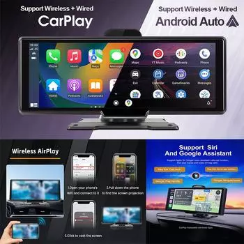 64/128G 10,26-дюймовый 4G IPS сенсорный экран GPS навигация Carplay Android AUTO двойной объектив видеорегистратор зеркало заднего вида видеорегистратор 64G чёрный