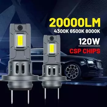 6500K 20000LM Mini H7 LED Headlight Bulb Wireless 120W CSP for Car Headlamp Auto Diode Lamps H7 Turbo Led 12V 1pcs