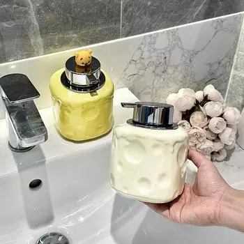 650 мл бутылка для эмульсии Bubbler, керамический дозатор мыла в форме сыра, дезинфицирующее средство для рук в отеле, керамическая бутылка для геля для душа, ванная комната молочный белый