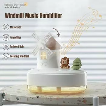 650 мл Windmill Castle Двойная распылительная насадка беспроводной увлажнитель воздуха светодиодная музыкальная шкатулка USB портативный аромадиффузор эфирных масел розовый