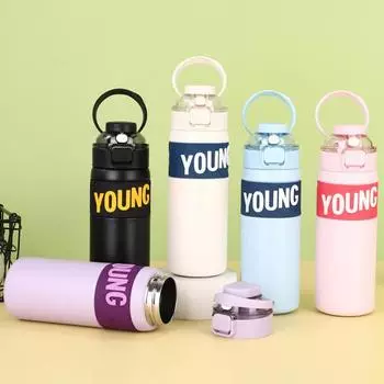 650ml Stainless Steel Vacuum Cup Double-Walled Insulated Water Bottle for Hot Cold Drinks BPA-Free Leakproof 650ml светло-фиолетовый
