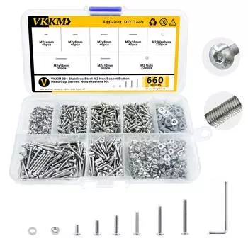 660Pcs metric half round head hexagon socket screw and nut set combination