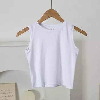 [66 Preferred] Soft and High Elastic | Export USA Short Sleeveless Yoga T-shirt Sport Waistcoat for Women Tops Export White M