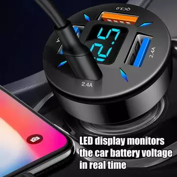 66 Вт 4 порта USB PD быстрое автомобильное зарядное устройство QC3.0 Type C быстрая зарядка автомобильный адаптер прикуриватель разветвитель для iPhone Xiaomi