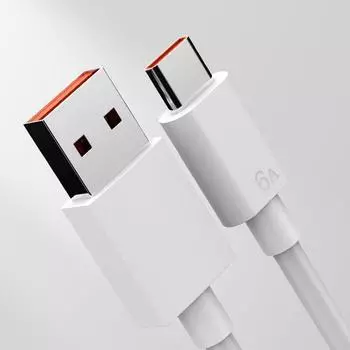 66W Type C Cable USB Fast Charging Cable 6A Super Charge For Huawei USB Cable For Samsung Data Cable AVE 1M белый