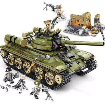 683 шт. Sembo T-34 модель танка развивающие строительные блоки игрушки для мальчиков DIY подарок на день рождения маленькие кирпичи 101038