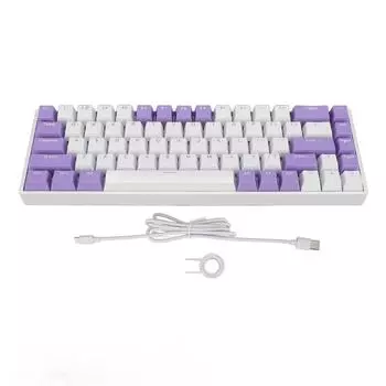68 клавиш, красная механическая клавиатура с переключателем RGB 60 процентов, проводная игровая клавиатура USB C для ПК с USB Po