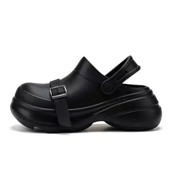 6.0 Super high heel thick-soled bag head slippers women s summer wear non-slip heightening new high-end beach hole shoes 35-36