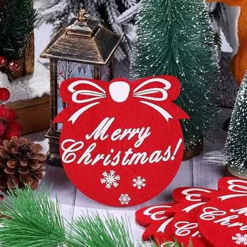 6/12PCS Round Christmas Cup Mat Felt Cup Mat Snowflake Christmas Tree Shaped Christmas Party Decorative Table Accessories Mat