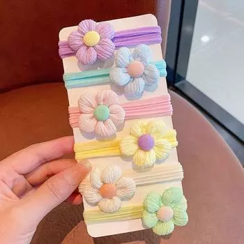 6/12Pcs/Set Cute Bow flower Rubber Elastic Hair Bands Girls Not Hurt Hair Small Scrunchie Kids Sweet Hair Ties Hair Accessories