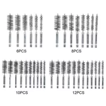 6/8/10/12 Pcs 8mm-19mm Stainless Steel Bristles Wire Brush 3.9 Inch Long Wire Pipe Cleaning Brush for Power Drill Impact Driver