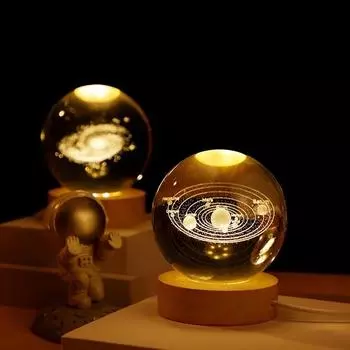 6/8 см 3D светодиодный ночник Галактика Солнечная система хрустальный шар детский ночник спальня окружающий свет креативный подарок ночник 6cm ball with base