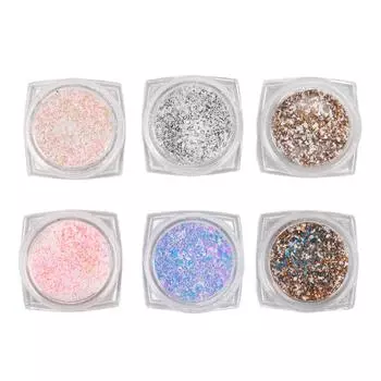 6 Boxes Nail Sugar Powder DIY Glitter Nail Art Wool Powder for Finger Nails Toenails