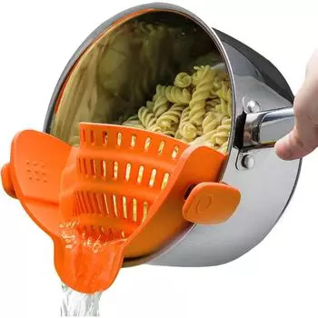 6 Color Universal Clip on Strainer Adjustable Silicone Strain Pot Strainer Colander For Pasta Fruit Vegetable JT-007