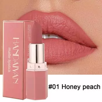 6-цветная матовая водостойкая бархатная помада для губ Sexy Matte Moisturizing Lipstick Стойкий пигмент для губ Профессиональный макияж #01Honey peach