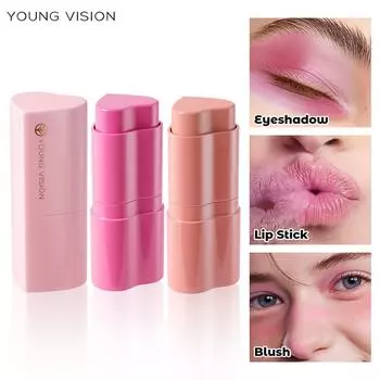 6-цветные румяна Heart Blush Cream Водостойкий полноцветный контурирующий карандаш для лица Мусс-корректор для лица Румяна Velvet Lipstick 3-в-1
