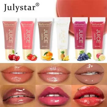 6-цветный фруктовый аромат Doodle Lip Natural Длительное увлажняющее зеркало для губ Масло Увлажняющий Увлажняющий блеск для губ 01#