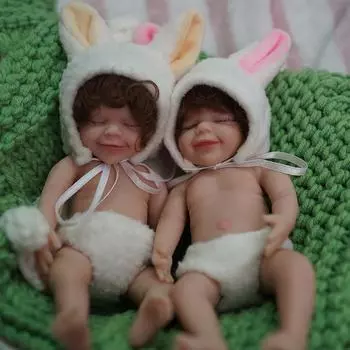 6-дюймовая мини-улыбающаяся спящая кукла Reborn Baby April Soft Touch, твердая силиконовая кукла для моделирования всего тела, может купать детей, одеваться, куклы, играть в игрушки для дома