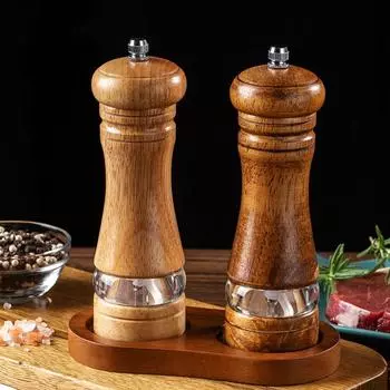 6-дюймовая ручная мельница для перца из каучукового дерева, акрилового керамического сердечника, бутылка для измельчения свежемолотого перца и приправы