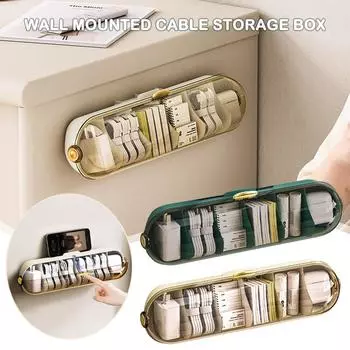 6-grid Wall-mounted Transparent Storage Box Data Line Storage Container Sock Organizer Electronics Storage Boxes for Office Home