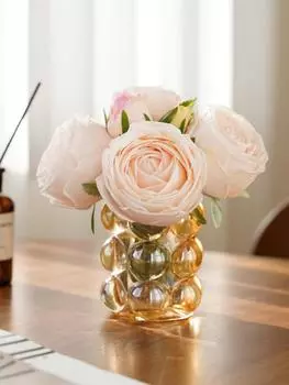 6 Heads/Bundle Wedding Floral Moisturizing Rose Real Touch Artificial Flowers Bridal Bouquet Rose Party Table Home Decor Bouquet розовый