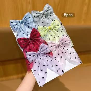 6 large bow sweet hair clips for daily use as hair accessories Size fits all