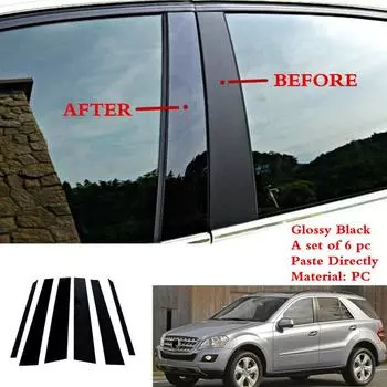 6 PCS Car Door Pillar Post Trim Cover for Ml350 Ml550 W164 2006-11