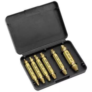 6 Pcs Damaged Screw Extractor Set HSS Drill Bit Stripped Broken Remover Small Easily Quickly Take Out Kit Easy Demolition Power Tools 1 set