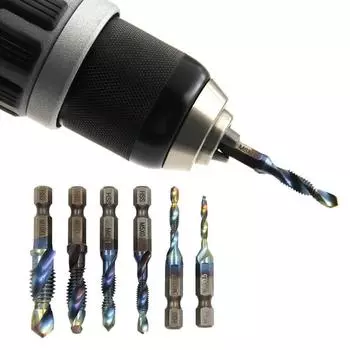 6 Pcs High Speed Steel Machine Hole Chamfering Tool Set Chamfering Composite Tap Welder 6 Pcs