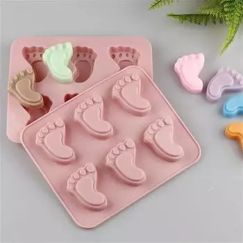 6 полостей в форме детских ножек силиконовая форма для помадки DIY кекс шоколадный торт бисквит желе мыло форма для украшения торта для вечеринки в честь рождения ребенка розовый