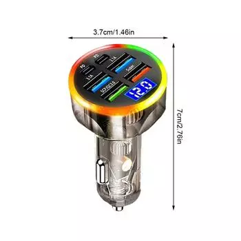 6 Ports 200w Car Charger USB C Car Phone Charger PD Type C Power Adapter In Car Fast Charging For IPhone QC 3.0
