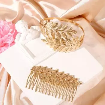 6 предметов комплект аксессуаров для костюма богини повязка на голову из листьев богини браслет с золотыми листьями 1pc-1 золотой