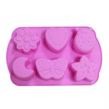 6 ячеек Жук/Звезда/Сердце Мягкий трафарет DIY Craft Pudding Мыло Силиконовая литьевая форма