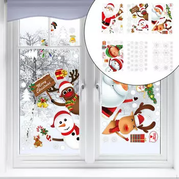 6 Sheets Christmas Window Stickers Xmas Decor Snowflake Static Clings,Christmas Decorations for
